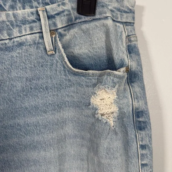 Good American Light Wash Stretch Mom Jean Size 16 High Rise Straight Leg Tapered - Picture 5 of 7
